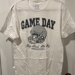 Zoe + Liv Game Day Football Tee - White and Gray